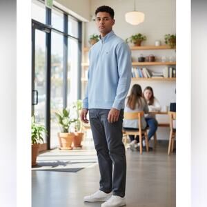 Vineyard Vines Light blue Pima Cotton 1/4 zip pullover Size SMALL